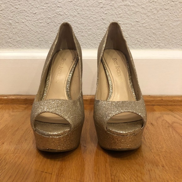 (US 4) Gold Enzo Angiolini Peep Toe Pumps - Picture 2 of 8